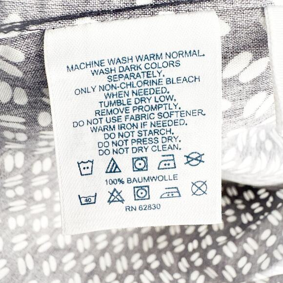 Land's End No Iron Pinpoint Oxford True Navy Print Long Sleeve Shirt Size 20 NWT - Picture 4 of 5